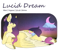 Size: 2500x2200 | Tagged: safe, artist:leafywolf, derpibooru import, oc, unofficial characters only, pegasus, pony, colored hooves, crescent moon, female, flower, flower in hair, image, lying down, mare, moon, night, pegasus oc, png, prone, simple background, stars, transparent background, wings