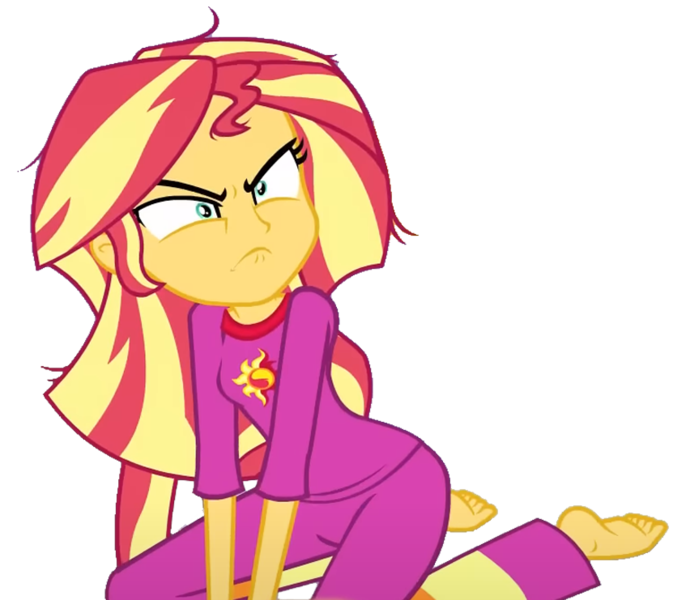 Size: 852x741 | Tagged: safe, derpibooru import, edit, edited screencap, screencap, sunset shimmer, equestria girls, equestria girls series, my little pony: the movie, wake up!, spoiler:eqg series (season 2), angry, background removed, bacon hair, clothes, cute, female, image, png, shorts, simple background, solo, transparent background