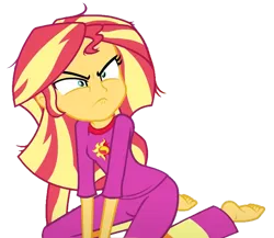 Size: 852x741 | Tagged: safe, derpibooru import, edit, edited screencap, screencap, sunset shimmer, equestria girls, equestria girls series, my little pony: the movie, wake up!, spoiler:eqg series (season 2), angry, background removed, bacon hair, clothes, cute, female, image, png, shorts, simple background, solo, transparent background