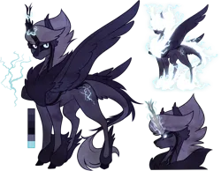 Size: 1024x794 | Tagged: safe, artist:velnyx, derpibooru import, oc, oc:tempest, unofficial characters only, alicorn, kirin, pony, black sclera, image, magic, male, png, simple background, solo, stallion, transparent background