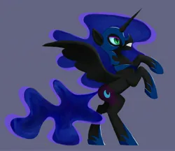 Size: 3204x2769 | Tagged: safe, artist:iron curtain, derpibooru import, nightmare moon, alicorn, pony, frown, image, jpeg, simple background, solo, spread wings, standing on two hooves, wings
