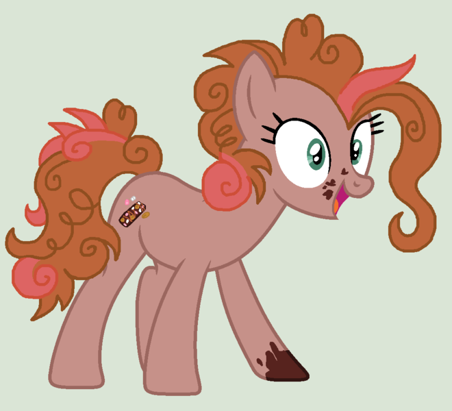 Size: 1078x980 | Tagged: safe, artist:happyhippoadopts, derpibooru import, oc, oc:rocky road, unofficial characters only, earth pony, pony, base used, earth pony oc, female, green background, image, mare, offspring, open mouth, open smile, parent:cheese sandwich, parent:pinkie pie, parents:cheesepie, png, simple background, smiling, solo