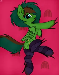 Size: 3900x5000 | Tagged: safe, artist:twiren, derpibooru import, oc, oc:windy barebow evergreen, unofficial characters only, pegasus, pony, bed, clothes, dirty, dirty hooves, dirty socks, dock, ear fluff, female, fetish, folded wings, gift art, hoof fetish, hoofprints, image, looking at you, lying down, mare, messy mane, messy tail, mud, muddy, pegasus oc, png, side, simple background, socks, stockings, striped socks, tail, thigh highs, tongue out, trace, wing fluff, wings
