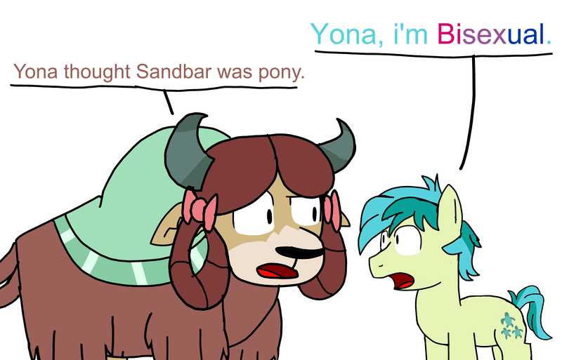Size: 4960x3183 | Tagged: safe, artist:sketchyboi25, derpibooru import, sandbar, yona, pony, yak, bisexual, coming out, duo, female, image, looking at each other, looking at someone, male, png, stallion