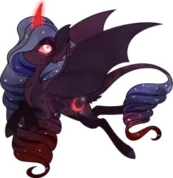 Size: 970x1000 | Tagged: safe, alternate version, artist:velnyx, derpibooru import, oc, oc:blood moon, alicorn, bat pony, bat pony alicorn, pony, bat wings, female, horn, image, magic, mare, png, simple background, solo, transparent background, wings