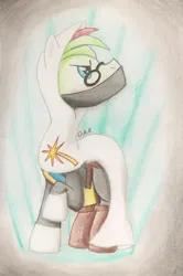 Size: 1585x2388 | Tagged: safe, artist:gracefulart693, derpibooru import, oc, unofficial characters only, earth pony, pony, clothes, earth pony oc, glasses, image, jpeg, male, raised hoof, solo, stallion, traditional art