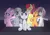 Size: 1899x1320 | Tagged: suggestive, artist:cornelia_nelson, derpibooru import, apple bloom, diamond tiara, rumble, scootaloo, silver spoon, sweetie belle, pony, biting, ear bite, featureless crotch, female, filly, image, imminent foalcon, meme, piper perri surrounded, png