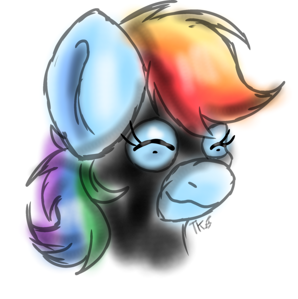 Size: 1916x1921 | Tagged: safe, artist:taeko, derpibooru import, rainbow dash, pegasus, pony, fanfic:rainbow factory, 2023, bodysuit, bust, clothes, derpibooru exclusive, eyes closed, fanfic art, female, image, png, rainbow factory dash, signature, simple background, sketch, smiling, solo, white background