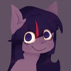 Size: 768x768 | Tagged: semi-grimdark, artist:katotako, derpibooru import, twilight sparkle, pony, creepy, creepy smile, derpibooru exclusive, image, looking at you, png, simple background, smiling, solo, stare, staring into your soul, thousand yard stare