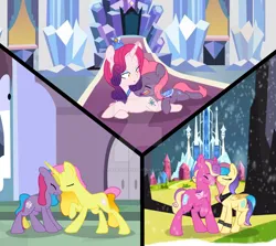 Size: 1280x1141 | Tagged: safe, artist:hate-love12, derpibooru import, princess amore, oc, oc:eros, oc:esmé, oc:gold lily, oc:heracles, oc:sterling, pony, base used, image, png, previous generation