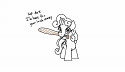 Size: 1808x1042 | Tagged: safe, artist:attila, derpibooru import, sweetie belle, pony, unicorn, baseball bat, image, jpeg, solo