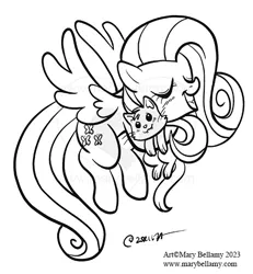 Size: 465x504 | Tagged: safe, artist:marybellamy, derpibooru import, fluttershy, cat, pegasus, black and white, commission, eyes closed, flying, grayscale, hug, image, jpeg, kitten, lineart, monochrome, open mouth, patreon, patreon reward, signature, simple background, white background