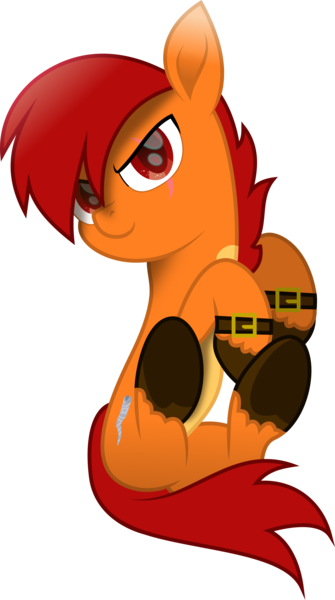 Size: 4004x7162 | Tagged: safe, artist:lincolnbrewsterfan, derpibooru import, oc, oc:cash ponooca, unofficial characters only, earth pony, pony, my little pony: the movie, .svg available, belt, belt buckle, belts, coat markings, colored hooves, confident, covering, curled up, derpibooru exclusive, determined, determined face, determined look, determined smile, earth pony oc, gift art, hoof heart, hooves up, image, inkscape, looking at you, movie accurate, orange (color), pale belly, png, raised hoof, red, red eyes, red hair, red mane, red tail, scar, simple background, smiling, smiling at you, solo, tail, tail covering, tornado, transparent background, underhoof, unshorn fetlocks, vector