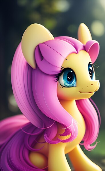 Size: 960x1568 | Tagged: safe, derpibooru import, machine learning generated, fluttershy, earth pony, pony, earth pony fluttershy, image, jpeg, race swap, solo, wombo.ai