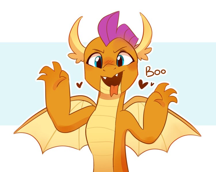 Size: 1280x1024 | Tagged: safe, artist:anotherdeadrat, derpibooru import, smolder, dragon, blushing, cute, dragoness, fangs, female, forked tongue, image, jpeg, solo, spread wings, tongue out, wings