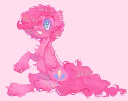 Size: 1287x1020 | Tagged: safe, artist:onionpwder, derpibooru import, pinkie pie, earth pony, pony, fluffy, image, pink background, png, simple background, solo