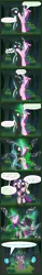 Size: 1500x9732 | Tagged: safe, artist:mlpconjoinment, derpibooru import, princess cadance, queen chrysalis, alicorn, changeling, pony, comic:revenge gone wrong, argument, biting, body horror, bugbutt, butt, comic, confused, conjoined, female, fusion, image, looking at each other, looking at someone, lovebutt, mare, multiple heads, plot, png, question mark, spell gone wrong, two heads, we have become one