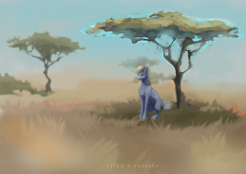 Size: 1920x1357 | Tagged: safe, artist:yasu, derpibooru import, earth pony, grass, image, png, sitting, solo, tree