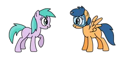 Size: 1034x503 | Tagged: safe, artist:andrewtheawesomegamer64, derpibooru import, first base, earth pony, pegasus, pony, adorabase, aura (g4), aurabetes, best friends, colored, cute, duo, female, friends, g4, goggles, image, mare, older, older aura (g4), older first base, pilot, png, raised hoof, raised leg, simple background, smiling, talking, transparent background