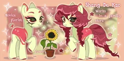 Size: 1913x941 | Tagged: safe, artist:koribooo, derpibooru import, oc, unofficial characters only, earth pony, pony, bald, earth pony oc, eyelashes, female, flower, image, makeup, mare, png, raised hoof, smiling, sunflower, zoom layer