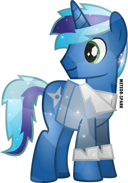 Size: 1024x1468 | Tagged: dead source, safe, artist:meteor-spark, derpibooru import, oc, oc:shadow, unofficial characters only, crystal pony, pony, unicorn, clothes, crystallized, green eyes, horn, image, looking back, male, png, shirt, simple background, smiling, solo, source in the description, sparkles, stallion, suit, tail, transparent background, two toned hair, two toned mane, two toned tail, unicorn oc, watermark