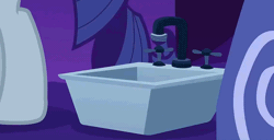 Size: 1032x528 | Tagged: safe, derpibooru import, screencap, rarity, pony, unicorn, season 1, suited for success, animated, gif, image, kitchen sink, pushing, sink, solo