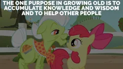 Size: 1920x1080 | Tagged: safe, derpibooru import, edit, edited screencap, editor:quoterific, screencap, apple bloom, granny smith, family appreciation day, doctor who, image, png