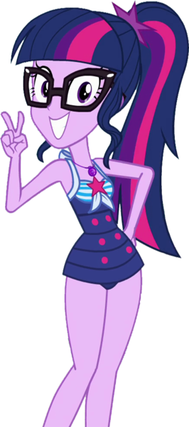 Size: 439x990 | Tagged: safe, artist:homersimpson1983, derpibooru import, edit, edited screencap, screencap, sci-twi, twilight sparkle, equestria girls, equestria girls series, forgotten friendship, background removed, clothes, female, image, looking at you, not a vector, peace sign, png, simple background, solo, swimsuit, transparent background