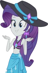 Size: 728x1098 | Tagged: safe, artist:homersimpson1983, derpibooru import, edit, edited screencap, screencap, rarity, equestria girls, equestria girls series, lost and found, background removed, bikini, clothes, ear piercing, earring, female, hat, image, jewelry, not a vector, piercing, png, sarong, simple background, solo, sun hat, swimsuit, transparent background