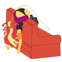 Size: 3398x3373 | Tagged: suggestive, artist:gmaplay, derpibooru import, principal abacus cinch, sunset shimmer, human, comic:cinch the magic denier, equestria girls, ass, bunset shimmer, butt, clothes, couch, face down ass up, female, femsub, image, knocking, knockout, magic, magic aura, panties, panty shot, penetration, png, sex, simple background, solo, story included, submissive, subset, transparent background, unconscious, underwear