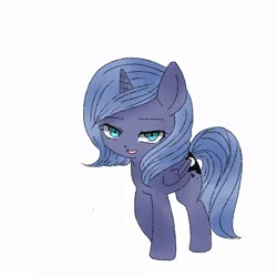 Size: 768x768 | Tagged: safe, artist:zoomiso, derpibooru import, princess luna, alicorn, pony, female, filly, foal, image, jpeg, simple background, solo, white background, woona, younger