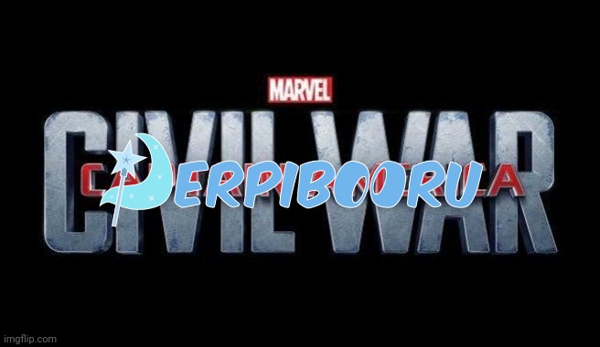 Size: 656x380 | Tagged: safe, derpibooru import, derpibooru, april fools, april fools 2023, captain america: civil war, derpibooru civil war, image, jpeg, meta, that was fast