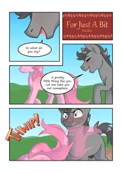 Size: 1280x1817 | Tagged: safe, artist:sinclair2013, derpibooru import, oc, oc:blossom branch, oc:generic grey, unofficial characters only, pony, unicorn, blushing, comic, duo, female, image, japanese reading order, male, mare, nudity, png, sheath, stallion