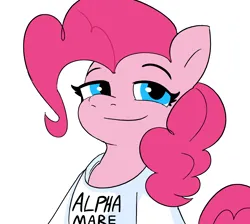 Size: 2271x2034 | Tagged: safe, artist:tjpones, derpibooru import, pinkie pie, earth pony, pony, clothes, female, high res, image, lidded eyes, looking at you, mare, png, shirt, simple background, smiling, smiling at you, solo, white background