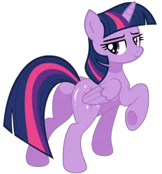 Size: 4206x4526 | Tagged: safe, artist:shiningblueshield, derpibooru import, twilight sparkle, twilight sparkle (alicorn), alicorn, pony, butt, butt tail, image, looking at you, looking back, png, simple background, solo, stupid sexy twilight, transparent background, twibutt