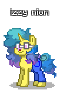 Size: 204x316 | Tagged: safe, artist:dematrix, derpibooru import, izzy moonbow, pony, unicorn, pony town, crossover, despicable me, disney, female, g5, image, mare, minion, pixel art, png