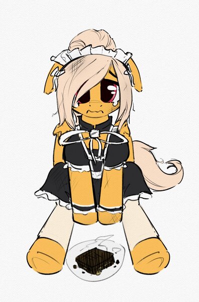 Size: 1290x1950 | Tagged: safe, artist:quotepony, derpibooru import, oc, unofficial characters only, clothes, dress, image, jpeg, maid, sad