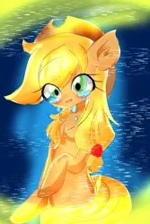 Size: 1632x2448 | Tagged: safe, artist:applejack_yokai, derpibooru import, applejack, earth pony, pony, crying, female, image, jpeg, solo