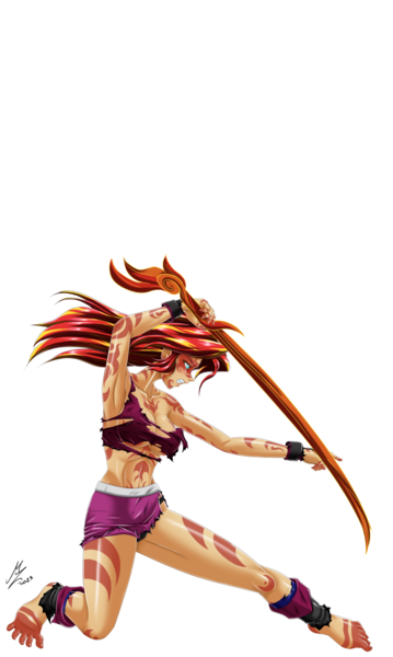 Size: 1437x2399 | Tagged: suggestive, alternate version, artist:mauroz, derpibooru import, sunset shimmer, human, equestria girls, absurd file size, anime, breasts, clothes, commission, female, image, png, simple background, sword, torn clothes, transparent background, weapon