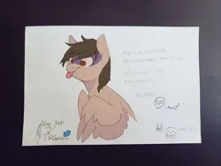 Size: 1024x768 | Tagged: safe, artist:sinclair2013, derpibooru import, oc, oc:sinclair, unofficial characters only, pegasus, pony, image, male, png, stallion, tongue out, traditional art, wings