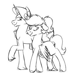 Size: 900x900 | Tagged: safe, artist:fuckomcfuck, derpibooru import, rarity, oc, oc:doodles, pegasus, pony, unicorn, canon x oc, height difference, image, png, simple background, white background