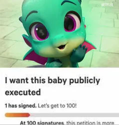 Size: 690x721 | Tagged: safe, derpibooru import, editor:countcoltnackh, sparky sparkeroni, dragon, my little pony: a new generation, baby, baby dragon, cgi, change.org, g5, image, meme, petition, png, wings