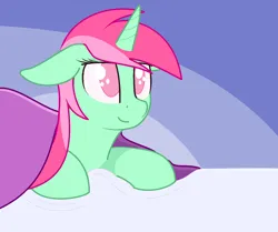 Size: 1528x1277 | Tagged: safe, artist:modera, derpibooru import, minty bubblegum, pony, unicorn, blanket, image, no pupils, png, solo