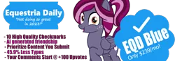 Size: 1000x350 | Tagged: safe, derpibooru import, oc, oc:spotlight splash, ponified, unofficial characters only, pegasus, pony, equestria daily, 2023, april fools, april fools 2023, banner, blue checkmark, current events, female, image, looking at you, mare, meta, png, solo, text, twitter