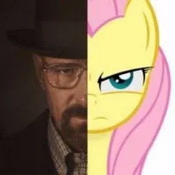 Size: 350x350 | Tagged: safe, artist:godoffury, derpibooru import, edit, fluttershy, human, pegasus, pony, angry, breaking bad, facial hair, female, glasses, goatee, hat, image, jpeg, looking at you, male, mare, walter white