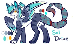 Size: 5000x3000 | Tagged: safe, artist:ruef, derpibooru import, oc, oc:sol drive, cyborg, bioluminescent, female, image, png, reference sheet, solo, solo female, tail, technology