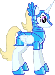 Size: 948x1302 | Tagged: safe, artist:andrevus, derpibooru import, oc, unofficial characters only, alicorn, alicorn oc, armor, hoof shoes, horn, image, png, simple background, solo, transparent background, valkyrie, wings