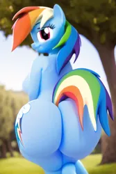 Size: 512x768 | Tagged: suggestive, derpibooru import, machine learning generated, derpy hooves, rainbow dash, breasts, bubble butt, butt, image, large butt, looking back, png, rainbutt dash, raised tail, shortstack, small breasts, tail, tongue out