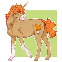 Size: 600x600 | Tagged: safe, artist:knifebun, derpibooru import, oc, oc:foxface, unofficial characters only, pony, unicorn, butt, curved horn, horn, image, male, plot, png, solo, stallion