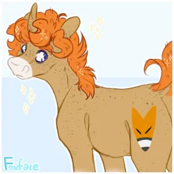 Size: 500x500 | Tagged: safe, artist:knifebun, derpibooru import, oc, oc:foxface, unofficial characters only, pony, unicorn, butt, curved horn, dock, horn, image, male, plot, png, solo, stallion, tail